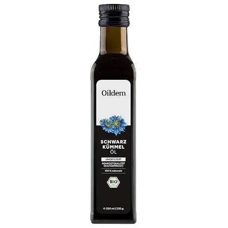 Oildem Organic Black Cumin Oil Unfiltered 250 ml Cold Pressed 100% Pure Consists Only of the Real Nigella Sativa (250 ml (Pack of 1)