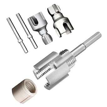 PVC Pipe Threader Kit Integrated Internal & External Pipe Threading Tool 1/2" 3/4" Tap Set with Electric Drill for Water Pipes Plumbing (1/2"+3/4")