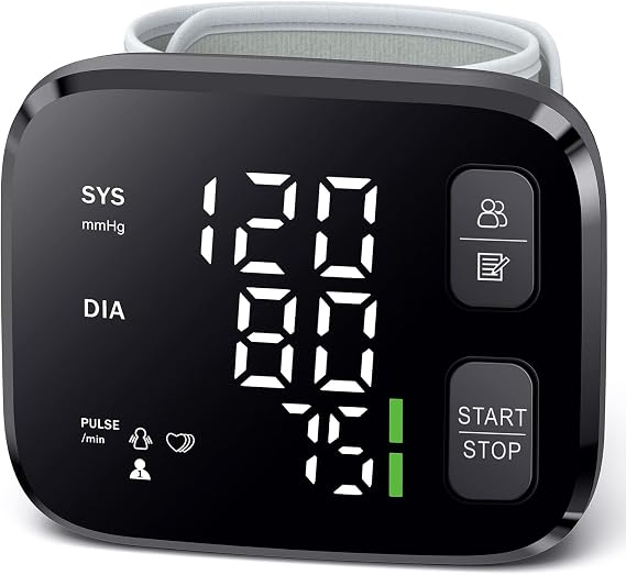 Automatic Wrist Blood Pressure Monitor LED Backlit Display with Large Adjustable Cuff Blood Pressure Monitors for Home Use 2 User 240 Reading Memory with Carrying Case