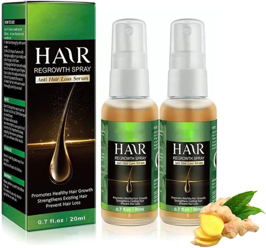 Hair Regrowth Spray, Hair Growth Booster Serum, Ginger Hair Growth Serum, Anti Hair Loss Serum, Hair Regrowth Serum Spray for HairCare 2PCS