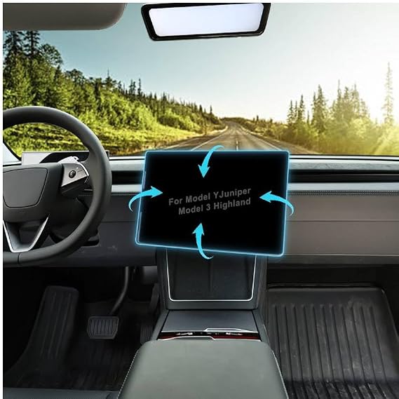 HANSSHOW 2.0 4 Ways Screen Swivel Mount fits for Tesla Model Y Juniper/3 Highland Center Console Touchscreen Rotating Bracket for Model Y Juniper Accessories Gift (Keep Original Height)