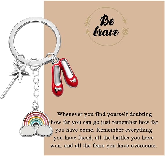 MAOFAED Ruby Slipper Keychain Musical Inspired Gift Magic Star Wand Charm Key Ring For Friends Inspirational Gift