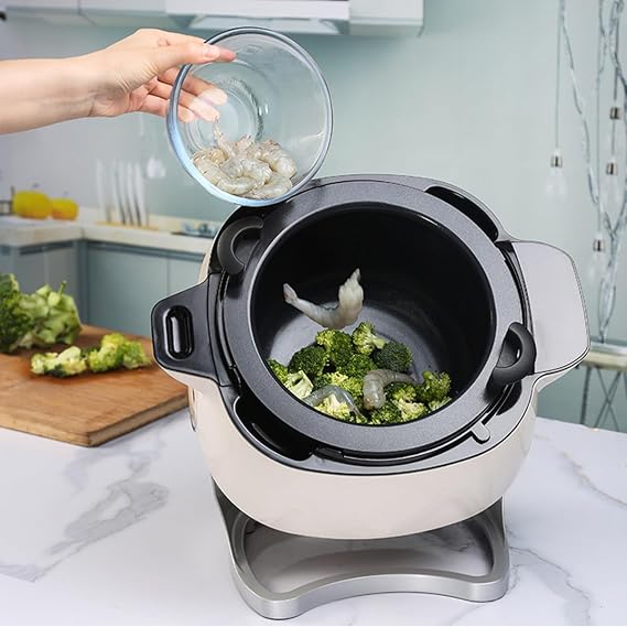 6L Automatic Cooking Machine, Multi-Function Stir-Fry Machine Cooker,2000W Electric Stir Fry Pot,360 Rotating and 3D All-Round Heating,for Home Restaurant