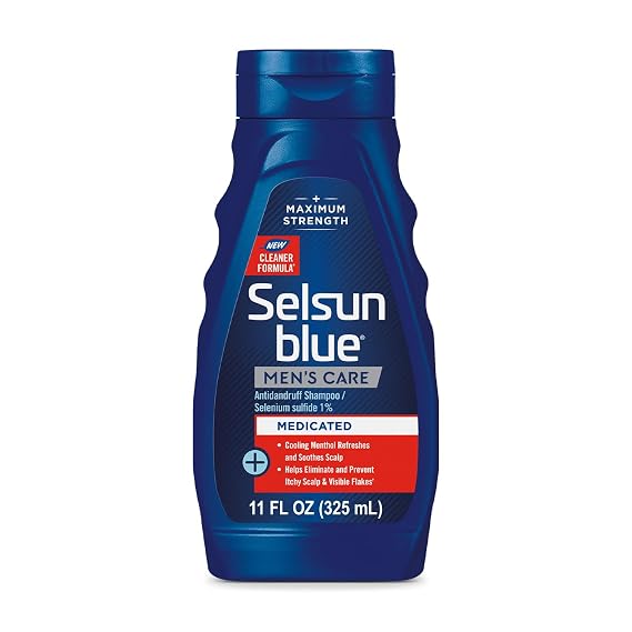 Selsun Blue Men's Care Medicated Antidandruff Shampoo, Maximum Strength Scalp Treatment With Selenium Sulfide, 11 fl. oz.