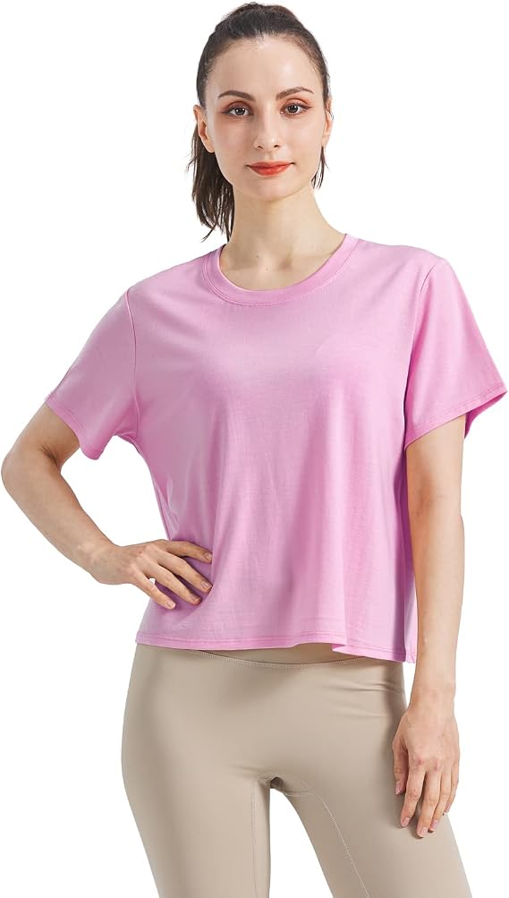 SHEEP RUN Merino Wool T Shirt Women's Light-Weight Running Yoga Breathable Casual Base Layer Shirt