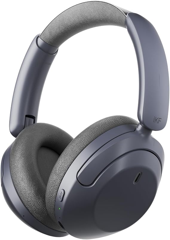 iKF-T3 Wireless Headphones Bluetooth 5.3 Active Noise Cancelling 125H Playtime Hi-Res Smart App Control 38ms Low Latency Foldable Lightweight Headset for PC Home Travel Office (WuMai-Blue)