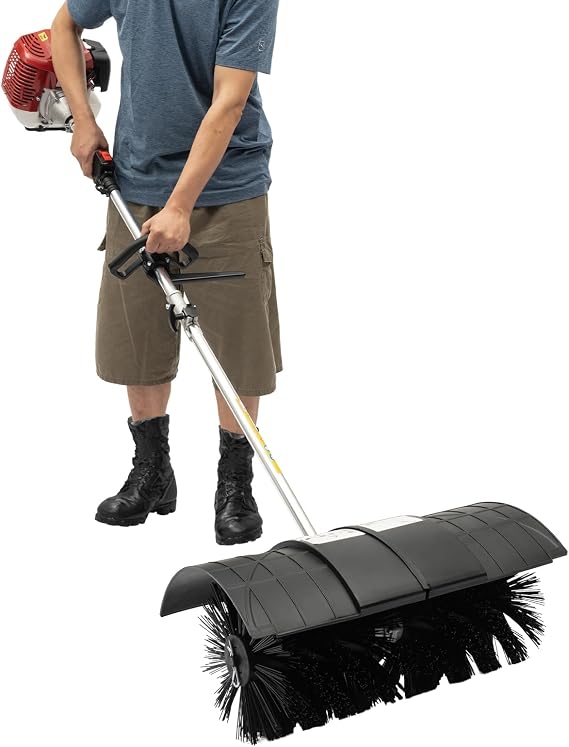 Grass Handheld Sweeper Power Broom for Artificial Turf 52CC Gas Powered Broom 2 Stroke Single Cylinder Grass Power Brush Suitable for Cleaning Artificial Grass Sites and Street Cleaning(1.25kw)