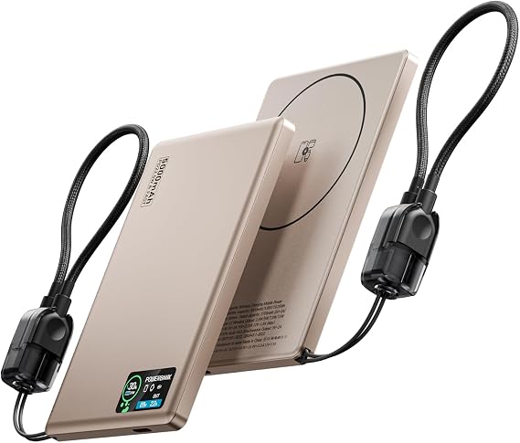 [2-Pack] Magnetic Portable Charger,0.3" Ultra Slim Mag-Safe Power Bank
