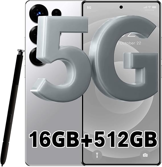 S25 Ultra 5G Unlocked Cell Phones,Build in Pen,16GB+512GB Octa Core Smartphone,Android 16 Phones, 108MP Zoom Camera, 6.9 HD +120 Hz Screen, 7000mAh Battery, Dual SIM, Face Unlock-Silver
