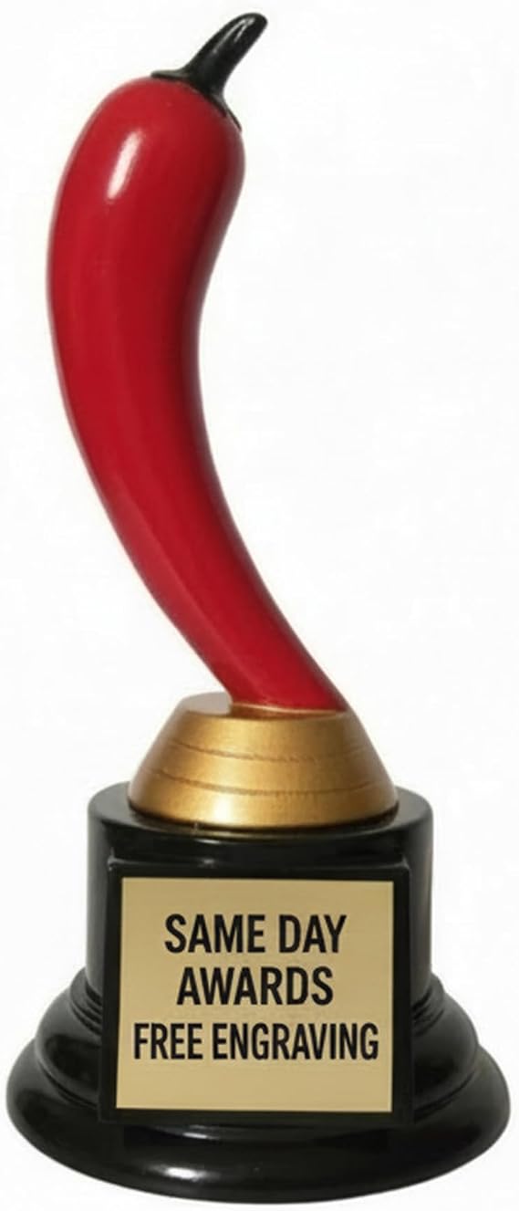 Red Chili Pepper Trophy | Free Engraving, 9 Inches, Chili Champion, Red Chili Pepper, Culinary Competition