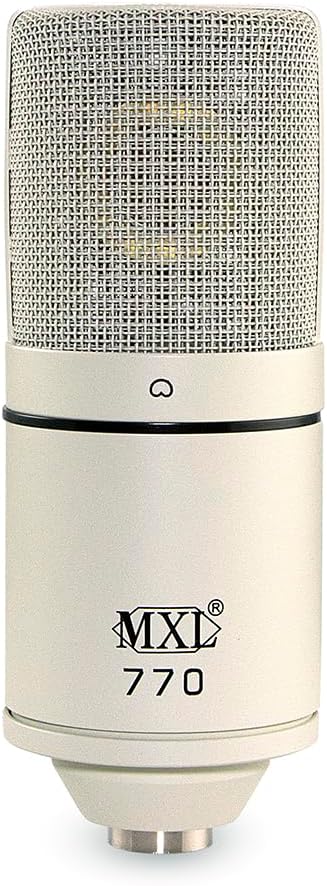 MXL 770 Condenser Microphone for Podcasting, Songs, Home Studio Recording, Games & Streaming | XLR | Large Diaphragm | Cardio Vintage White