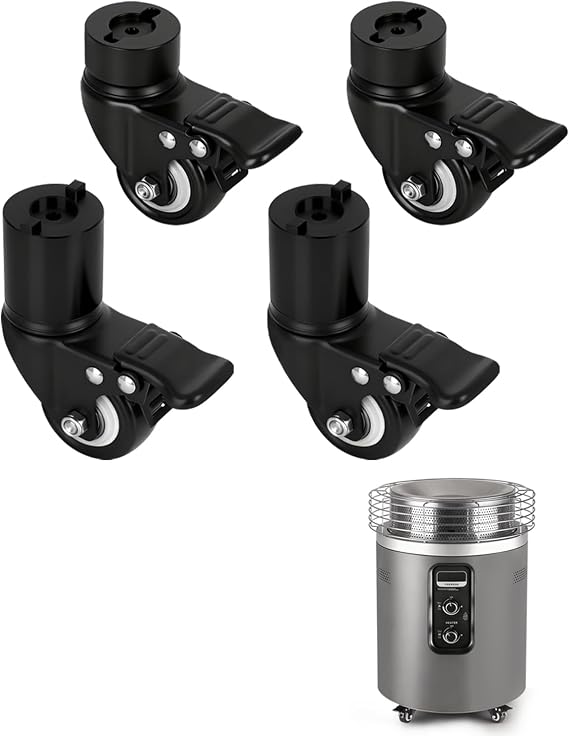 Wheel Kit Compatible with Ninja Fireside360 Outdoor Heater & Fire Pit 2" Swivel Casters with Wheel Brake PVC Quiet-Roll Tread Move & Park on Hard Surfaces Accessories for Ninja Fireside 360