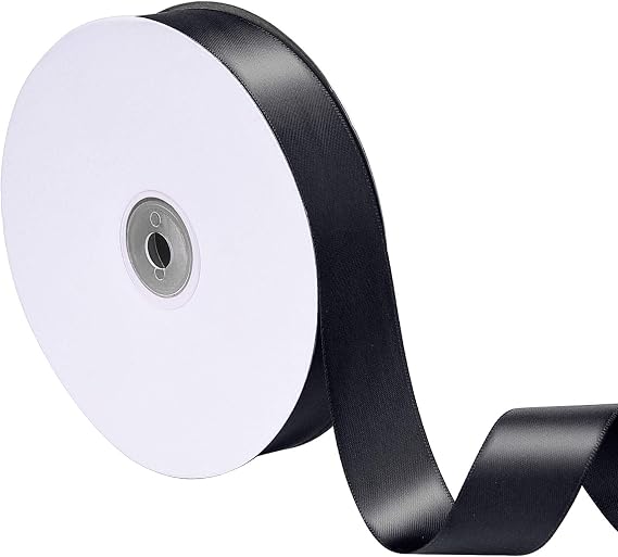 1 inch 50 Yard Double Face Satin Ribbon for Party Decoration, DIY Hair Accessories, Sewing, Gift Wrapping (Black)