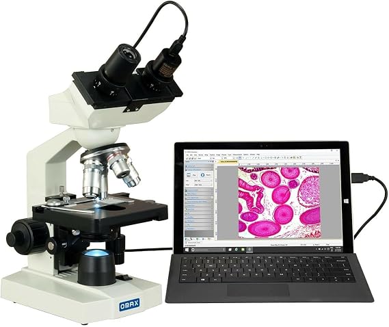 OMAX - 40X-2500X LED Binocular Lab Compound Microscope w/ 5MP Camera and Mechanical Stage - M82EZ-C50S