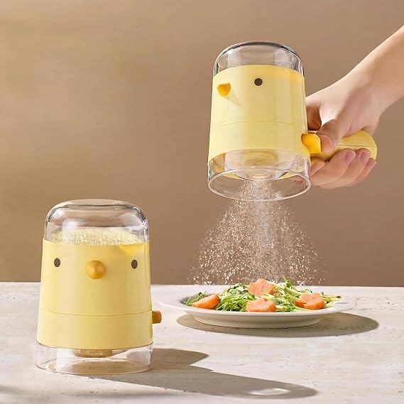 Portion Control Salt Dispenser, 0.5g Per Press, Measuring Spice Shaker for Salt Pepper Garlic Powder Sugar, Even Seasoning for Daily Cooking, Plastic (1 Pack) (YELLOW)