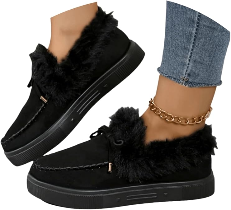 Winter Boots For Women Fashion Warm Fur Lined Snow Ankle Booties Comfortable Thickening Slip On Loafers Shoes 2025
