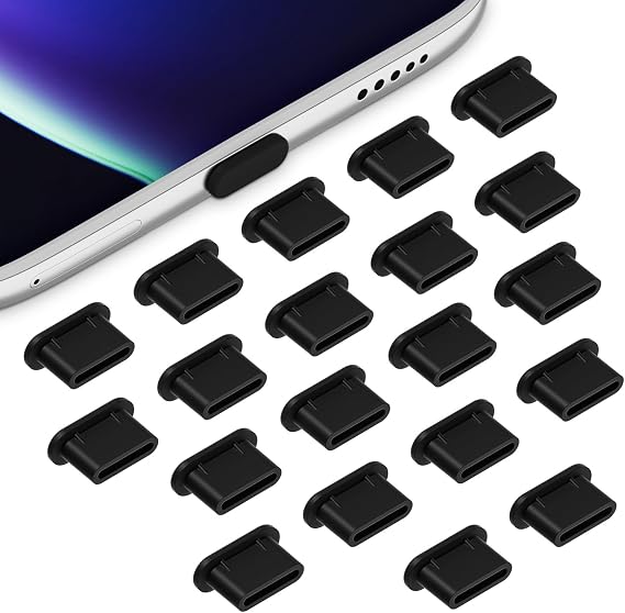 20Pcs Type C Dust Cover, Silicone USB Type C Anti Dust Cap Cover Port Plugs Protector, Type-C Du-st Protection Plug, USB-C D-ust Plug for All Type-C Smartphones and Tablets