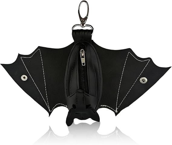 Bat Coin Purse Men, Bat Purse for Men and Women with Foldable Wings, Gothic Hanging Bats Gifts Stylish Black Coin Pouch Mens Purses Keychain Wallet Suitable for Daily Use