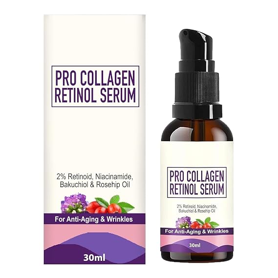 Pro Collagen Retinol Serum - For Anti-Aging, Skin Firming & Plumping Skin - With 2% Retinoid, Niacinamide, Shea Butter & Rosehip - 30 ml, Off White (WPCRS30)