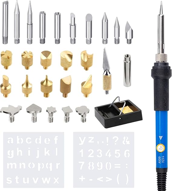 Wood Burning Kit, 32PCS Wood Burning Tool – Adjustable Temperature Soldering Iron Tool for DIY, Wood Carving, Embossing, and Craft Projects – Wood Burner Pen Set for Adults and Beginners