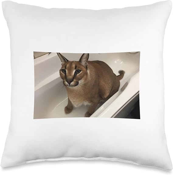 Funny Big Floppa My Beloved Big Floppa Meme Cat Bathtub Throw Pillow