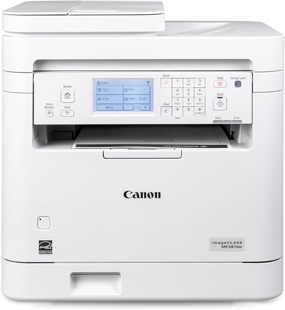 Canon imageCLASS MF287dw - Monochrome, Duplex, Wireless Laser Printer, All-in-One Print, Copy, Scan, Fax, Auto Document Feeder, 35 PPM, White