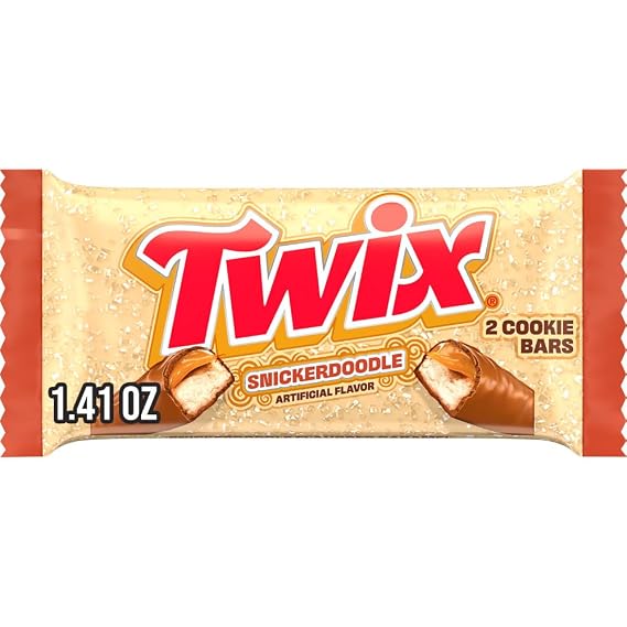 TWIX Snickerdoodle Cookie Milk Chocolate Candy Bars Sweet Snacks 1.4oz | Snickerdoodle cookies, milk chocolate candy bars, cinnamon caramel, sweet snacks, road trip snack, dessert topping