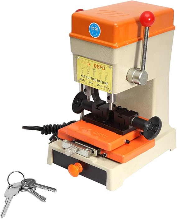 Vertical Key Duplicator, Professional Key Cutting Machine with Drill & Cutter for Dimple, Cylindrical Keys, Portable Copy Tool