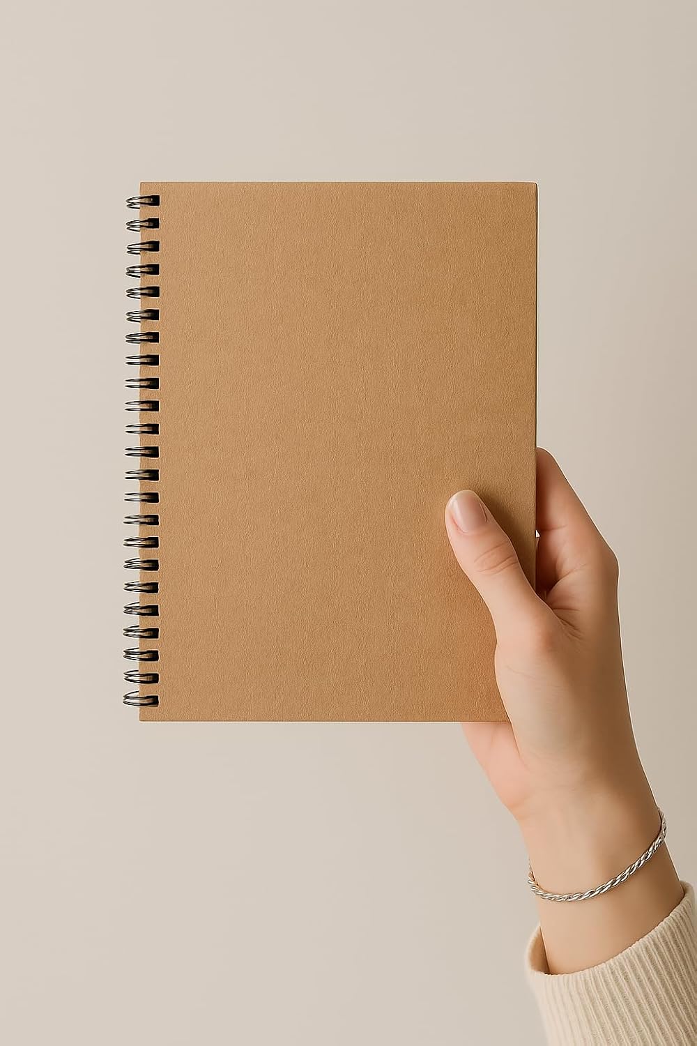 Difference Promotion Checkered Spiral Notepad, A5 Size 15x21 cm, 60 Leaves, 90gr. Ivory Paper, Ideal for the Office Kraft Cover