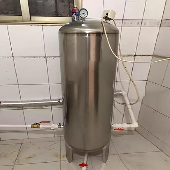 Stainless Steel Well Water Pressure Tank 15 25 40 50 65 80 100 130 185 Gal Fully Automatic Pressurized Water Tanks with Complete Kit,Vertical Stainless Steel Water Pressure Tanks,500L/132Gal