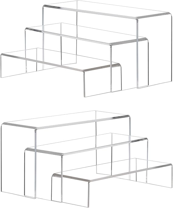 Pack of 6 Acrylic Riser Display Stands Transparent Acrylic Riser Display Stand for Collectibles, Pops Figures, Cupcake, Dessert, Display Risers for Decorating