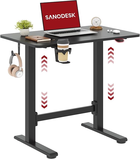 SANODESK 32''x20'' Gas-Spring Lifting Mobile One-Piece Standing Desk | Mobile Rolling Workstation Desk Adjustable Height, One-Piece Desktop,Walking Pad & Treadmill Compatible, Portable Home Office