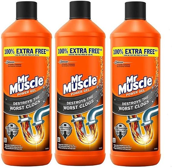 Mr Muscle Sink & Plug Unblocker 1L Pack of 3-885996 x 3 - Packaging May Vary