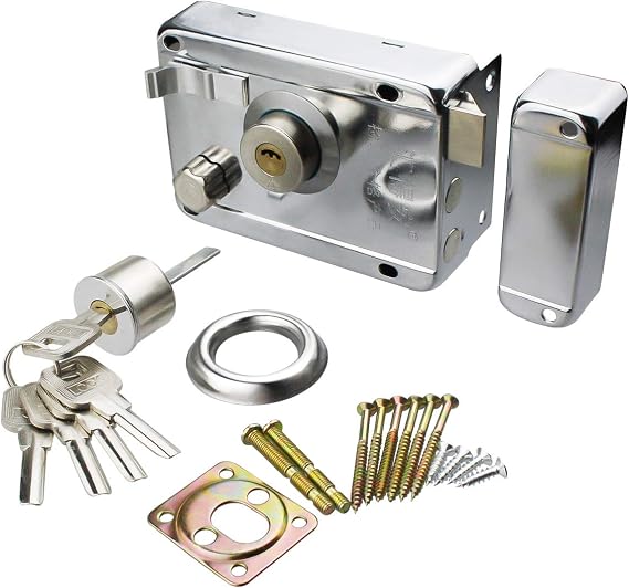 Home Door Gate Safety Vertical Keyway Cylinder Deadbolt Rim Lock Set
