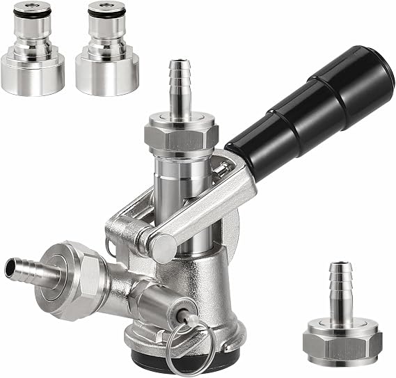 Sankey D Keg Coupler and Sankey to Ball Lock Keg Coupler Adapter 1 Pair, 5/8 Thread Gas & Liquid Quick Disconnect Adapter Stainless Steel Keg Coupler Ball Lock Conversion Posts for D Type Kegs