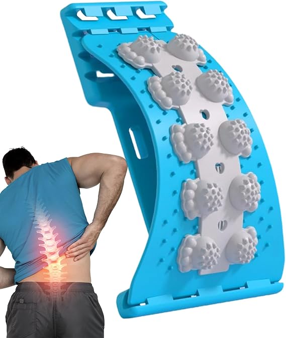 Spine Stretcher - Back Alignment Tool, Correction Board for Orthopedic Correction, Adjustable Support with Massage Nodes, Fitness Equipment, Vertebra Aid for Home Gym and Slouching Prevention