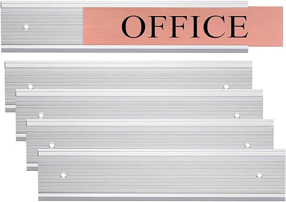 5 Pack Aluminum Wall or Door Name Plate Holder, Wall Mount Office Door Sign Holder with Double Sided Tape, for Business Department, Meeting Room, Room Number (Silver, 1.5" x 8")