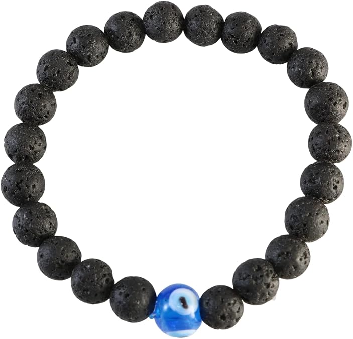 Blue Evil Eye Beaded Stone Bead Bracelet for Women Protection from Negative Energy - Bring Good Luck Wealth Prosperity - Jewelry Gift