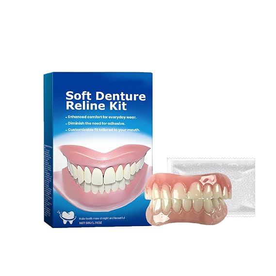 Silicone Reline Denture Set, Silicone Denture Set, Silicone Reline Kit for Dentures, Denture Repair Kit, Soft Silicone Denture Reline Kit (1 PCS)