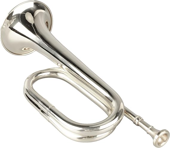 Military Bugle Brass Cavalry Trumpet with Mouthpiece Clear Sound for Beginners Marching Band Outdoor Ceremonies(Silver)