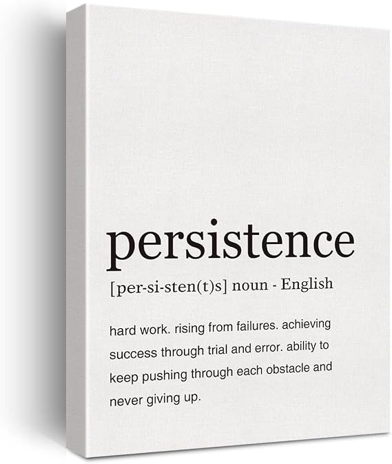 LEXSIVO Persistence Definition Print Canvas Wall Art Home Office Decor Modern Minimalist Painting 12x15 Canvas Poster Framed Ready to Hang Artwork