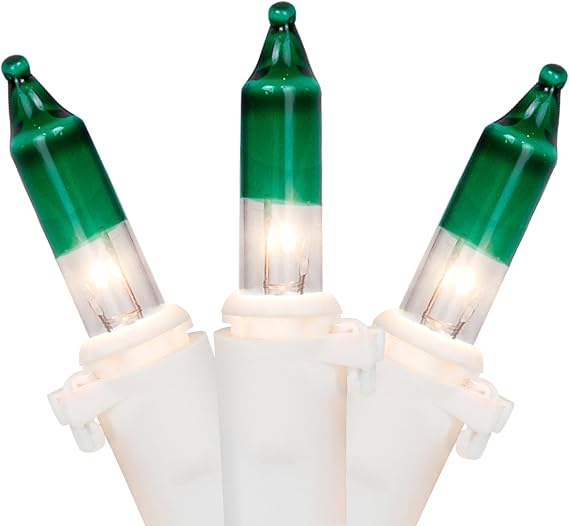 Northlight Mini Christmas Light Set - Clear with Green Tip - 10' White Wire - 50ct