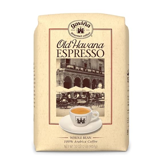 Gavina Old Havana Espresso Whole Bean Coffee, Medium-Dark Roast, 32 OZ Bag | Ideal for Espresso Machine, French Press & Drip Coffee Maker, 100% Arabica, Whole Bean for Fresh Grinding and Preferred Brew