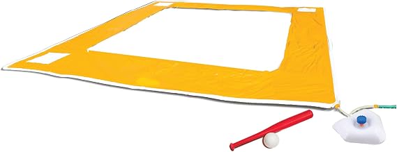 BANZAI Home Run Splash Baseball Slide, Length: 14 ft, Width: 14 ft, Inflatable Outdoor Backyard Water Slide Splash Toy, Baseball Bat & Ball Included, Slide