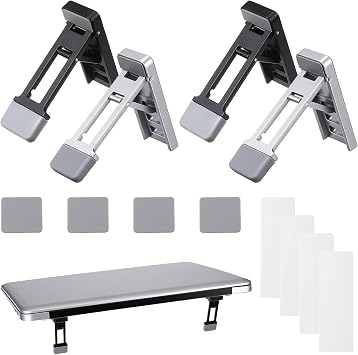 4 Pcs Portable Laptop Stand for Desk Foldable Keyboard Riser Stand Ergonomic Computer Keyboard Lift with Anti-Slip Pads Adjustable Tilt Self-Adhesive Keyboards Riser Feet for Laptop Most Keyboards