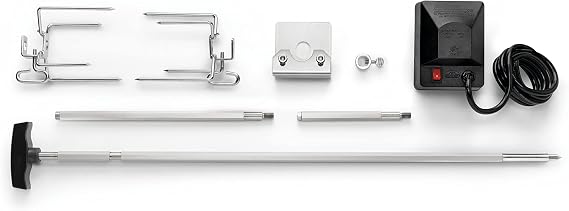 Napoleon Heavy Duty Rotisserie Kit - Fits Rogue Grills, 40.5-in + 6-in extension, Holds Up To 15 lbs, Hexagonal Stainless Steel Spit Rod, 2 Forks
