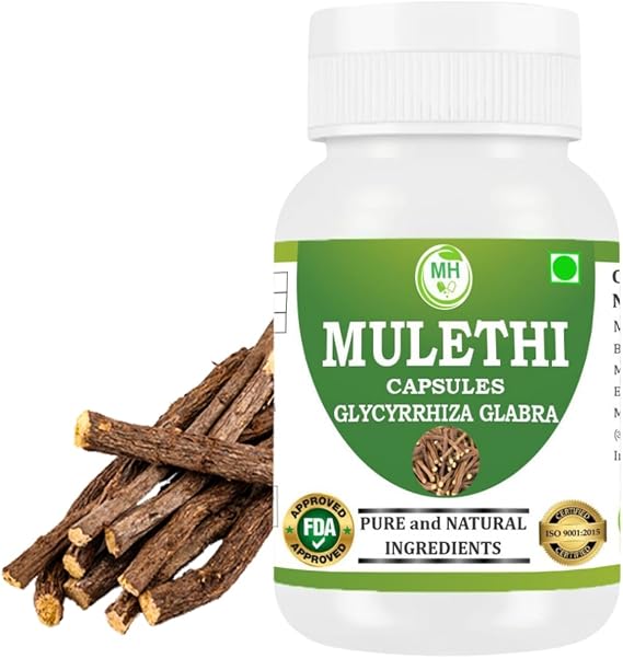 Mulethi Capsules 500mg | Pack of 1 | Pure Glycyrrhiza Glabra | Natural Herbal Supplement | Vegan, Gluten-Free, GMP Certified