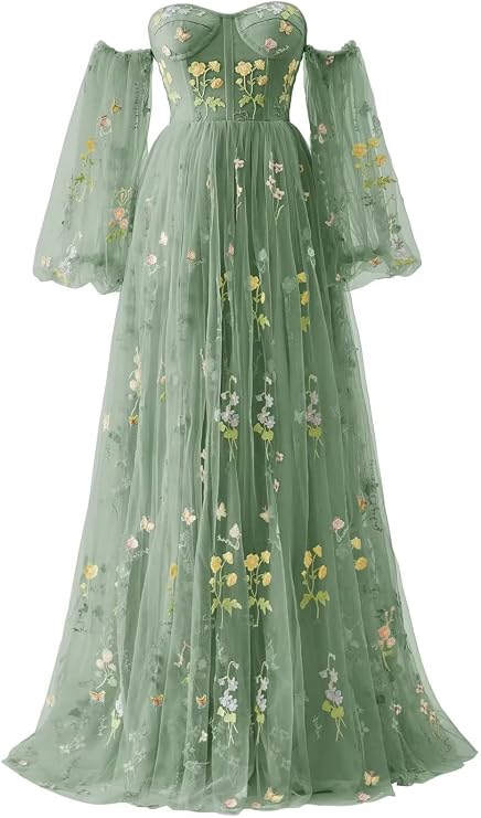 Maxianever Tulle Prom Dresses Flower Embroidery Long Sleeves Women's Formal Evening Party Gowns 2026