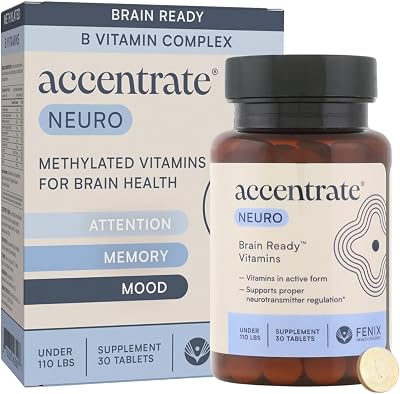 Brain Supplement for Focus, Attention, Mood | Complete Vitamin B Complex | Brain Health | Methylated Multivitamin wL-Methylfolate 5-MTHF, Cofactors Methyl-B12 & P5P | MTHFR Supplement