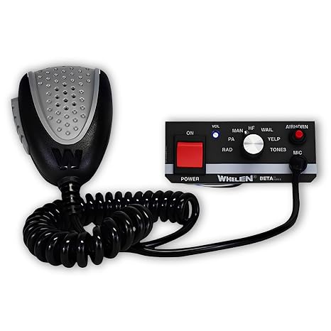 Whelen Beta Full Function Controller BETA1-200-Watt Siren Controller | 16 Tones, Hands-Free Operation, Noise-Cancelling Microphone, Compact Design for Emergency Vehicles